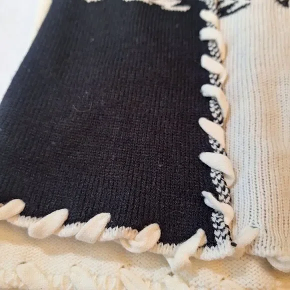 Sabrina Lauren White Black Aztec Print Knit Open Front Cardigan Boho Hippie Sz L - Picture 7 of 9